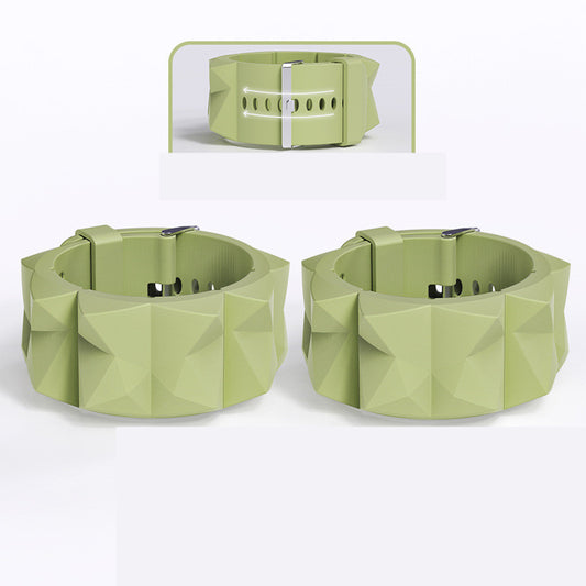 Adjustable silicone wrist and ankle weights in blue and green